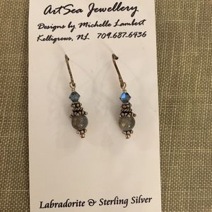 Swarovski C/Sterling/Labradorite Earrings+Bracelet